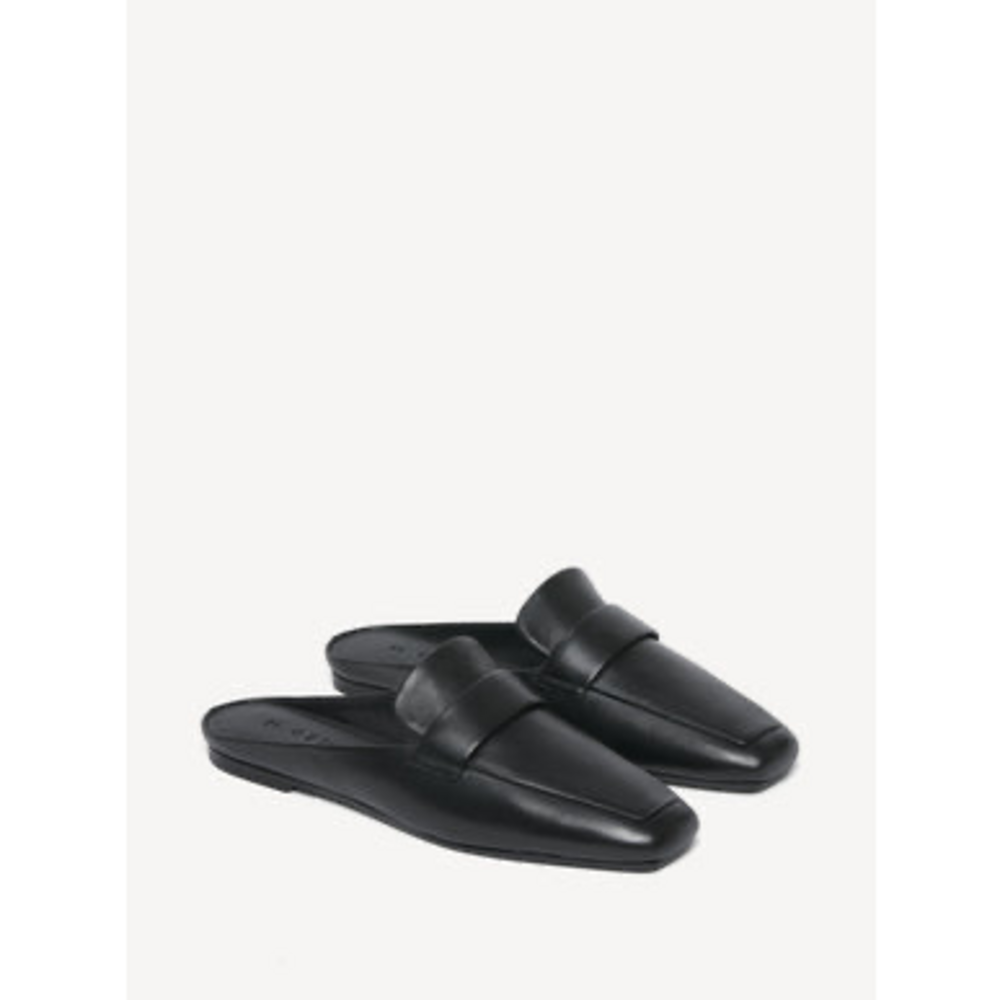 M.Gemi Black Leather Mules Loafers - Picture 1 of 7